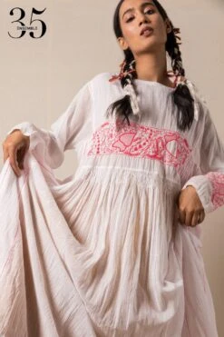 Injiri White Chikankaari Dress -Inca Sales Store 84inj9 5 1