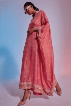 SVA Coral Embellished Silk Kaftan -Inca Sales Store 84sv26 2
