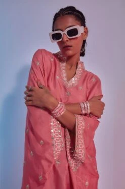 SVA Coral Embellished Silk Kaftan -Inca Sales Store 84sv26 3