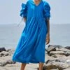 Mati Blue Ruffle Sleeve Dress