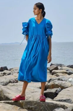 Mati Blue Ruffle Sleeve Dress 6 Mati Blue Ruffle Sleeve Dress -Inca Sales Store 8523mk75 2