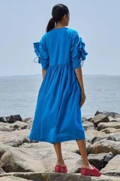 Mati Blue Ruffle Sleeve Dress 7 Mati Blue Ruffle Sleeve Dress -Inca Sales Store 8523mk75 3