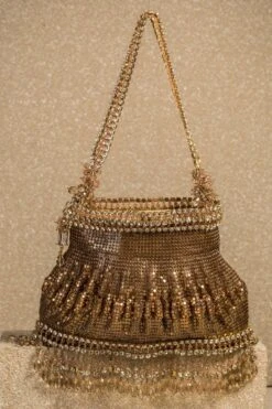 Tarun Tahiliani Accessories Rose Gold Chainmail Potli