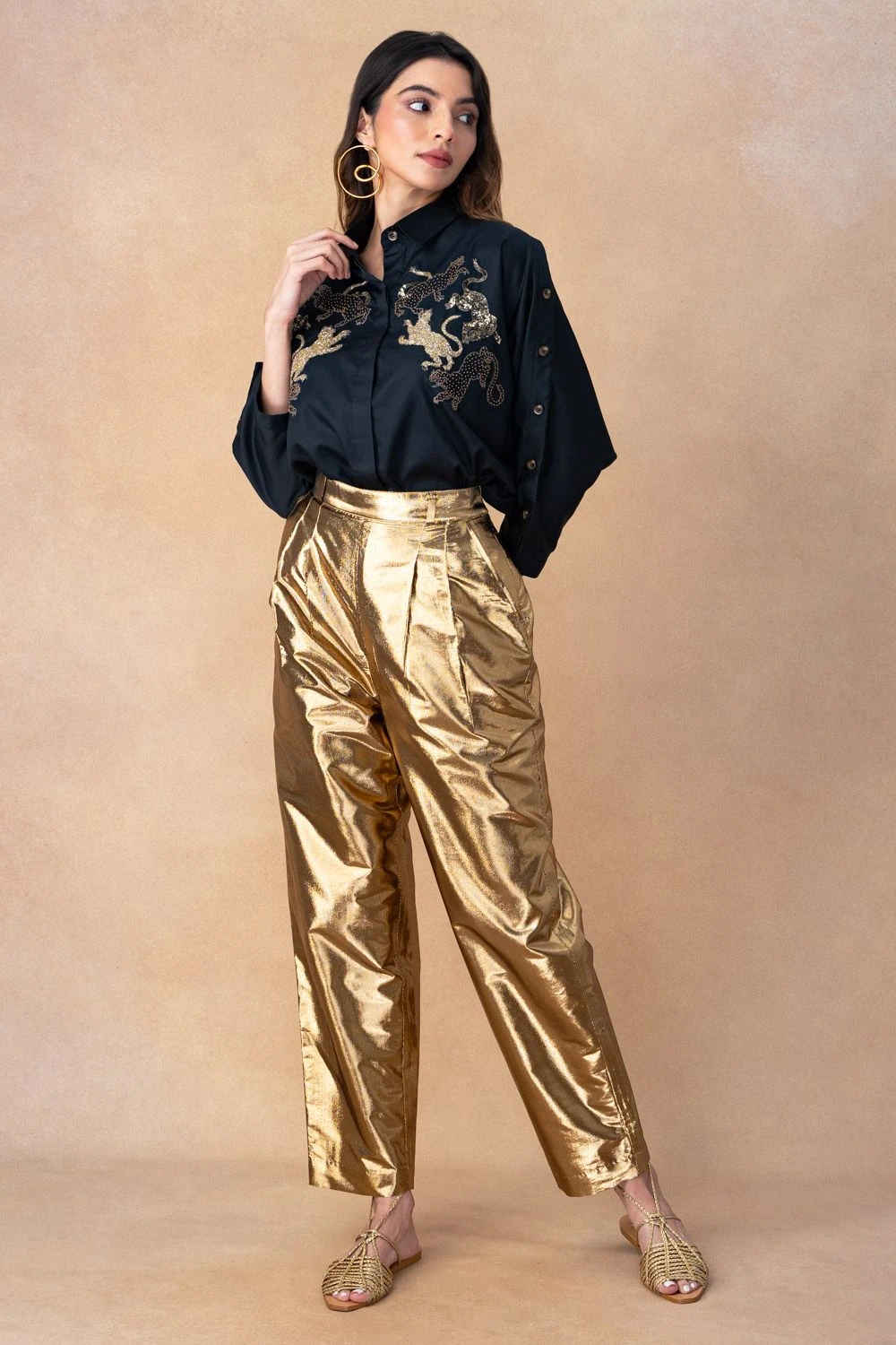 Rara Avis Black Buttoned Down Dancing Leopards Shirt 4 Rara Avis Black Buttoned Down Dancing Leopards Shirt - Image 2