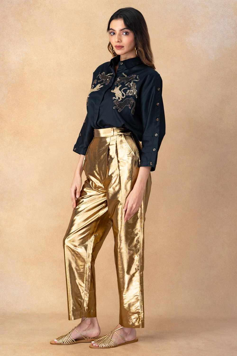 Rara Avis Black Buttoned Down Dancing Leopards Shirt 5 Rara Avis Black Buttoned Down Dancing Leopards Shirt - Image 3