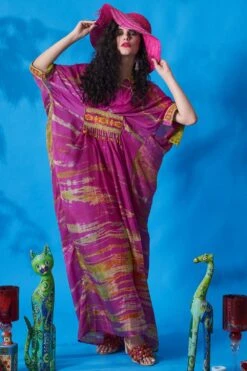 CAPISVIRLEO Purple Pleated Kaftan Dress 9 CAPISVIRLEO Purple Pleated Kaftan Dress -Inca Sales Store 88cap11 3