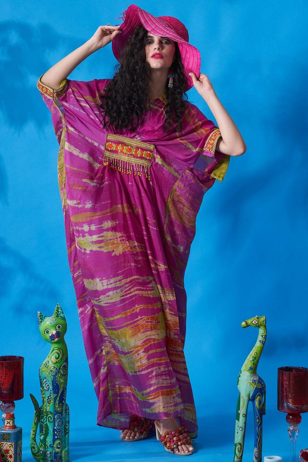 CAPISVIRLEO Purple Pleated Kaftan Dress 5 CAPISVIRLEO Purple Pleated Kaftan Dress - Image 3