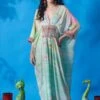 CAPISVIRLEO Mint Green Cotton Silk Kaftan Dress -Inca Sales Store 88cap32 1