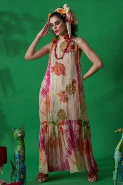 CAPISVIRLEO Ivory Tie Dye Flared Dress -Inca Sales Store 88cap40 2