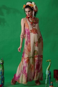 CAPISVIRLEO Ivory Tie Dye Flared Dress -Inca Sales Store 88cap40 3