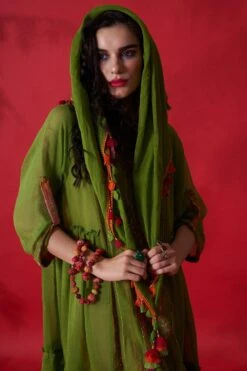 CAPISVIRLEO Green Chanderi Silk Stole 11 CAPISVIRLEO Green Chanderi Silk Stole -Inca Sales Store 88cap45 4