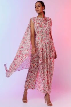 SVA Ivory Floral Printed Draped Co-ord Set