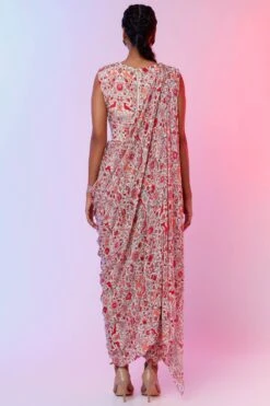 SVA Ivory Floral Printed Draped Co-ord Set -Inca Sales Store 88sva41 4