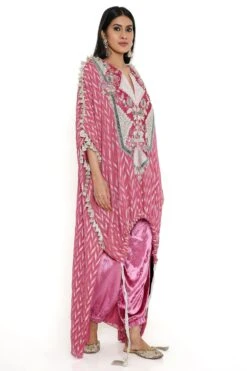 Payal Singhal Cranberry Benarasi Embroidered High Low Kaftan Set -Inca Sales Store 8923ps13 2