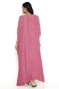 Payal Singhal Cranberry Benarasi Embroidered High Low Kaftan Set -Inca Sales Store 8923ps13 7