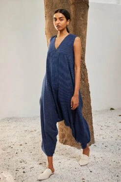 Khara Kapas Navy Blue Striped Jumpsuit -Inca Sales Store 91023kk48 3