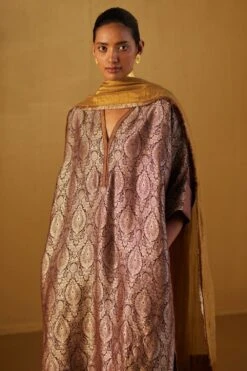 Shorshe Plum Shahi Kaftan Set