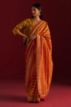 Shorshe Red & Yellow Zoya Sari -Inca Sales Store 91023sr33 2