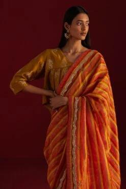 Shorshe Red & Yellow Zoya Sari -Inca Sales Store 91023sr33 4