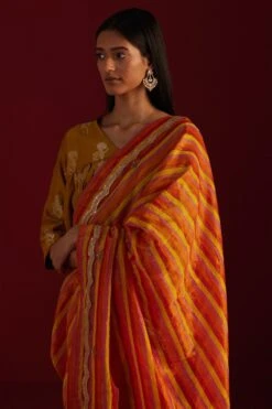 Shorshe Red & Yellow Zoya Sari -Inca Sales Store 91023sr33 5