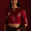 Shorshe Red Brocade Zero Neck Blouse