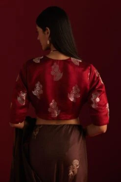 Shorshe Red Brocade Zero Neck Blouse -Inca Sales Store 91023sr41 4