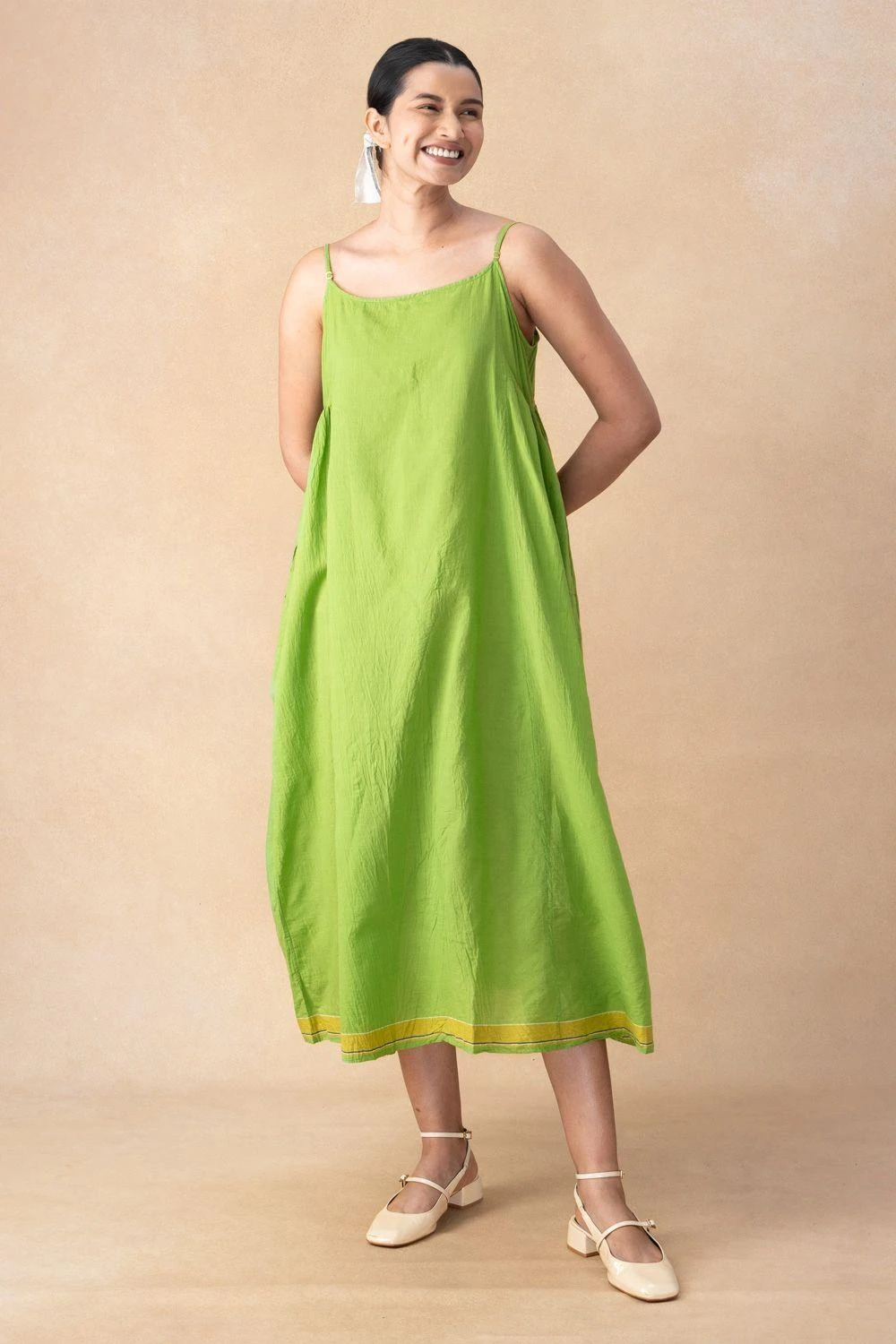 Injiri Green Cotton Slip Dress 3 Injiri Green Cotton Slip Dress