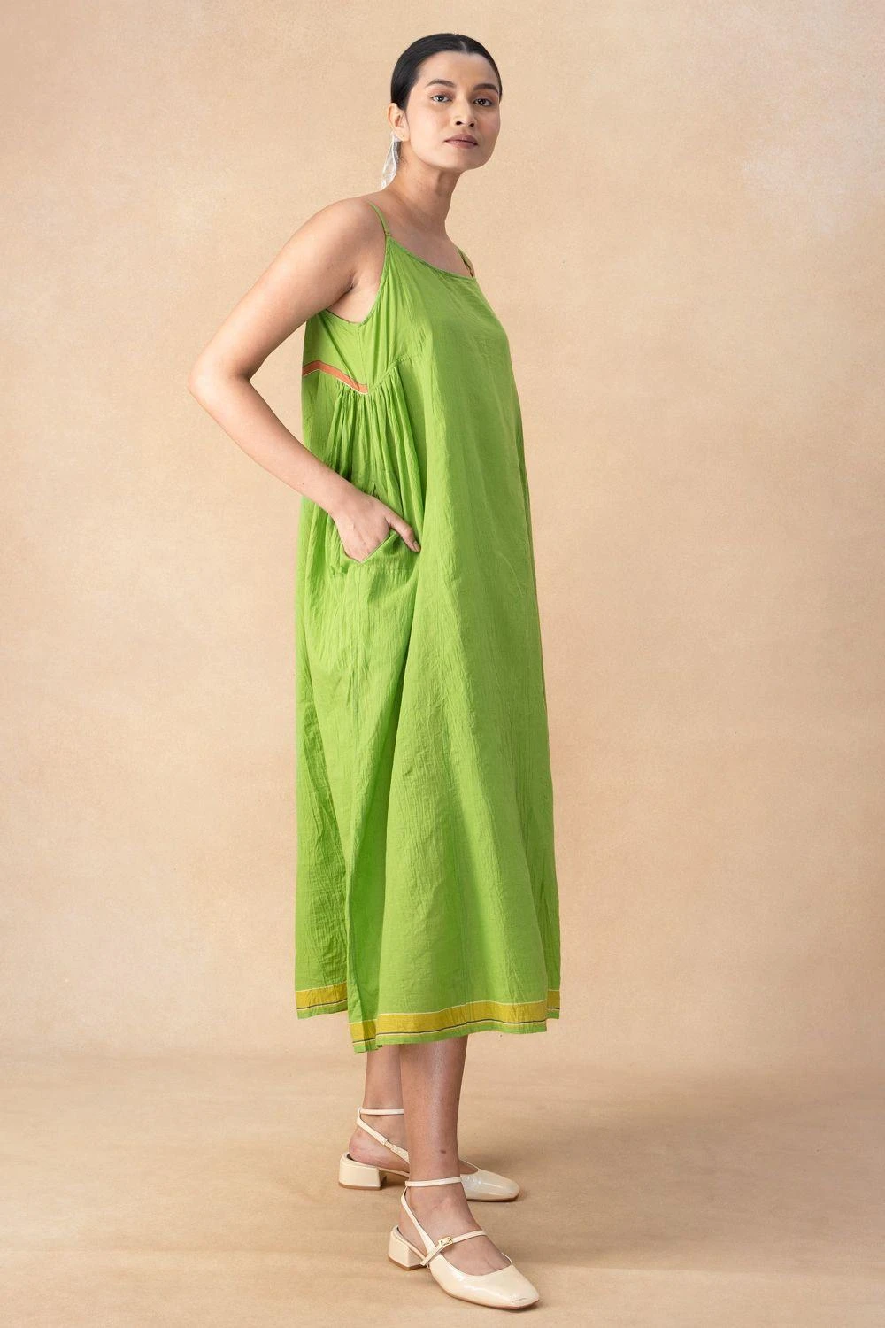 Injiri Green Cotton Slip Dress 5 Injiri Green Cotton Slip Dress - Image 3