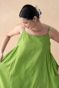 Injiri Green Cotton Slip Dress 10 Injiri Green Cotton Slip Dress -Inca Sales Store 91123iri3 4
