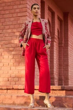 Punit Balana Red Embellished Jacket Set