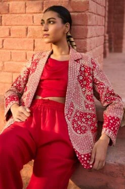 Punit Balana Red Embellished Jacket Set -Inca Sales Store 91123pb22 3