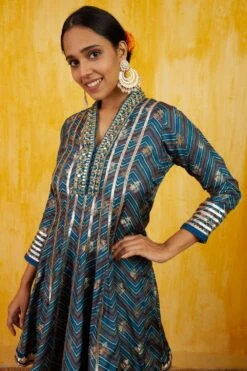 Gopi Vaid Teal Gota Work Kurta Set -Inca Sales Store 911gv19 2