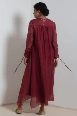 Merlot Embroidered Chanderi Dress With Slip -Inca Sales Store 911inte16 6