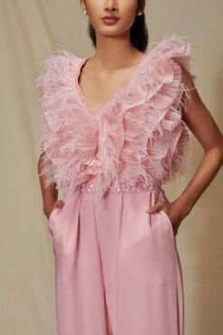 Shriya Som Feather Pre-pleated Jumpsuit With Belt -Inca Sales Store 912ss24 3