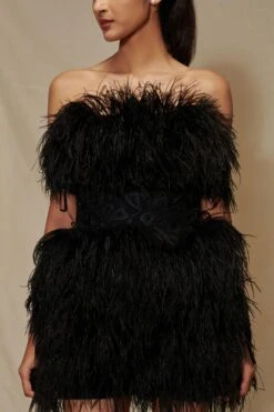 Shriya Som Ostrich Feather Black Mini Dress 8 Shriya Som Ostrich Feather Black Mini Dress -Inca Sales Store 912ss30 3