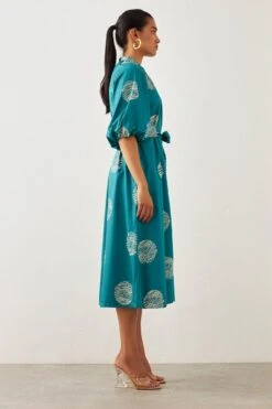 SNOB Teal Ripple Printed Dress -Inca Sales Store 91sn19 3