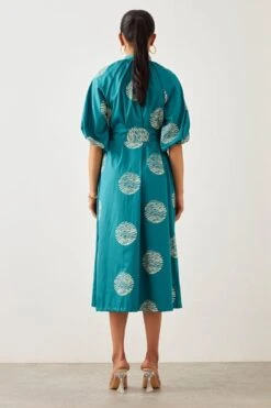 SNOB Teal Ripple Printed Dress -Inca Sales Store 91sn19 5