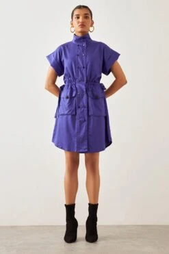 SNOB Purple High Collar Dress