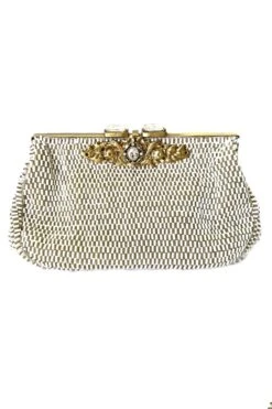 KOKOMMO White Hand Embellished Vicenza Clutch