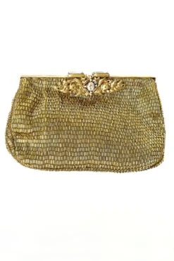 KOKOMMO Gold Hand Embellished Vicenza Clutch