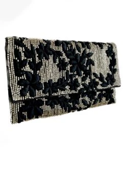 KOKOMMO Black Printemps Hand Embroidered Clutch -Inca Sales Store 92kom27 2