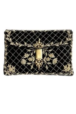 KOKOMMO Black Quilted Delphine Clutch