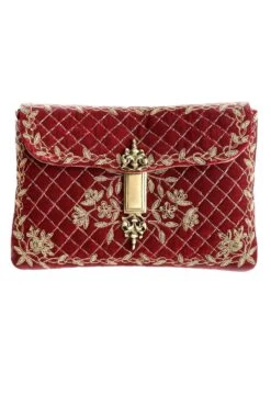 KOKOMMO Red Quilted Delphine Clutch