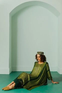 Prahnaaya Green Embellished Kaftan Set -Inca Sales Store 9523pr4 2