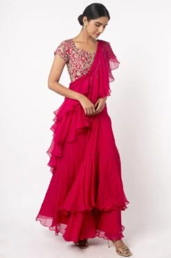 Anushree Reddy Red Ruffle Sari Set -Inca Sales Store 96ar5 3