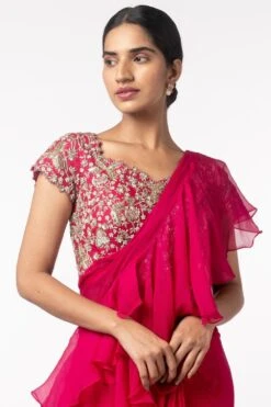 Anushree Reddy Red Ruffle Sari Set -Inca Sales Store 96ar5 4