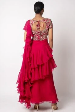 Anushree Reddy Red Ruffle Sari Set -Inca Sales Store 96ar5 5