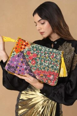 Vipul Shah Yellow Banjara Embellished Clutch -Inca Sales Store 9823vs2 3