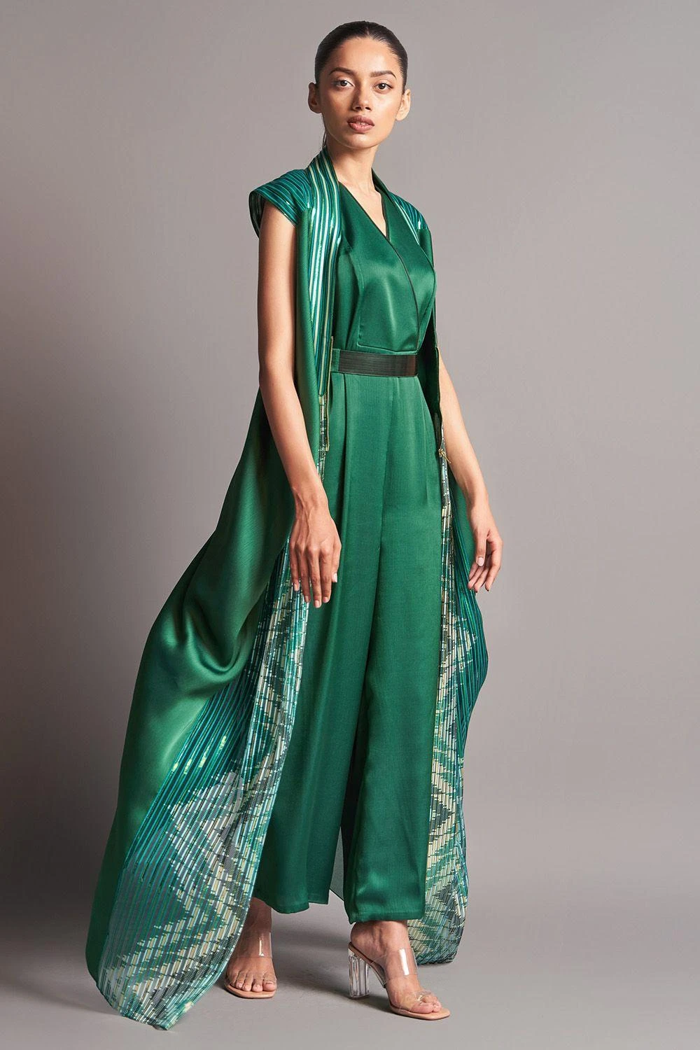 Amit Aggarwal Emerald Draped Jacket & Jumpsuit 4 Amit Aggarwal Emerald Draped Jacket & Jumpsuit - Image 2
