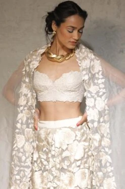 Aikeyah Off White Qiulted Bralette